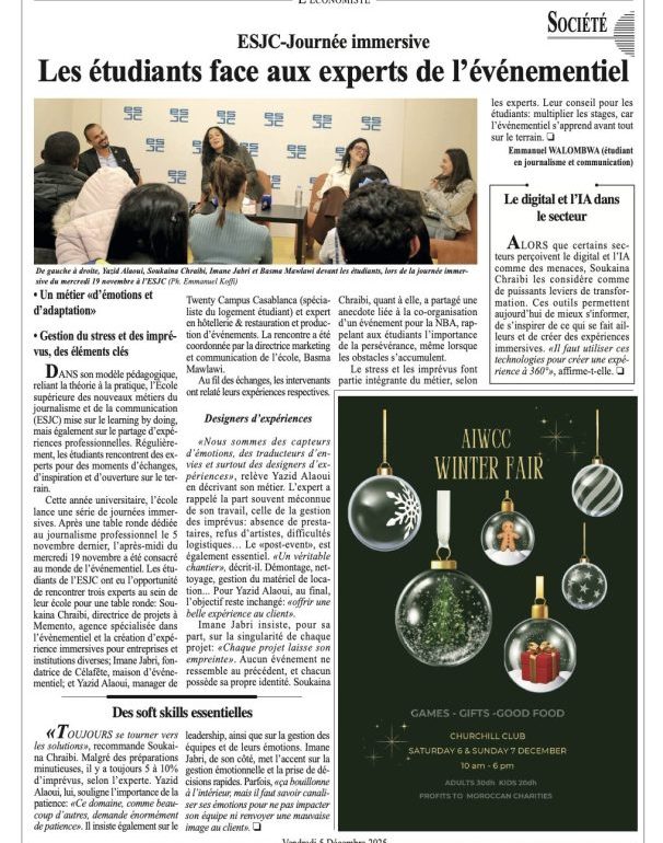 Un étudiant de l’ESJC publié dans L’Économiste : félicitations à Emmanuel Walombwa